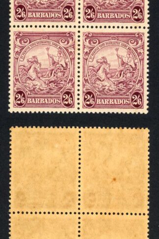 Barbados SG256 2/6 Purple Block of Four (toned paper) U/M Cat 48++ Pounds