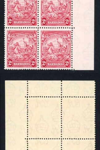Barbados SG250d 2d Carmine Perf 13.5 x 13 U/M Block