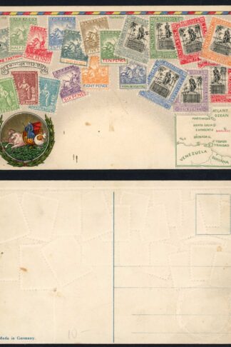 Barbados 1908 Postcard Colour depicting Barbados stamps