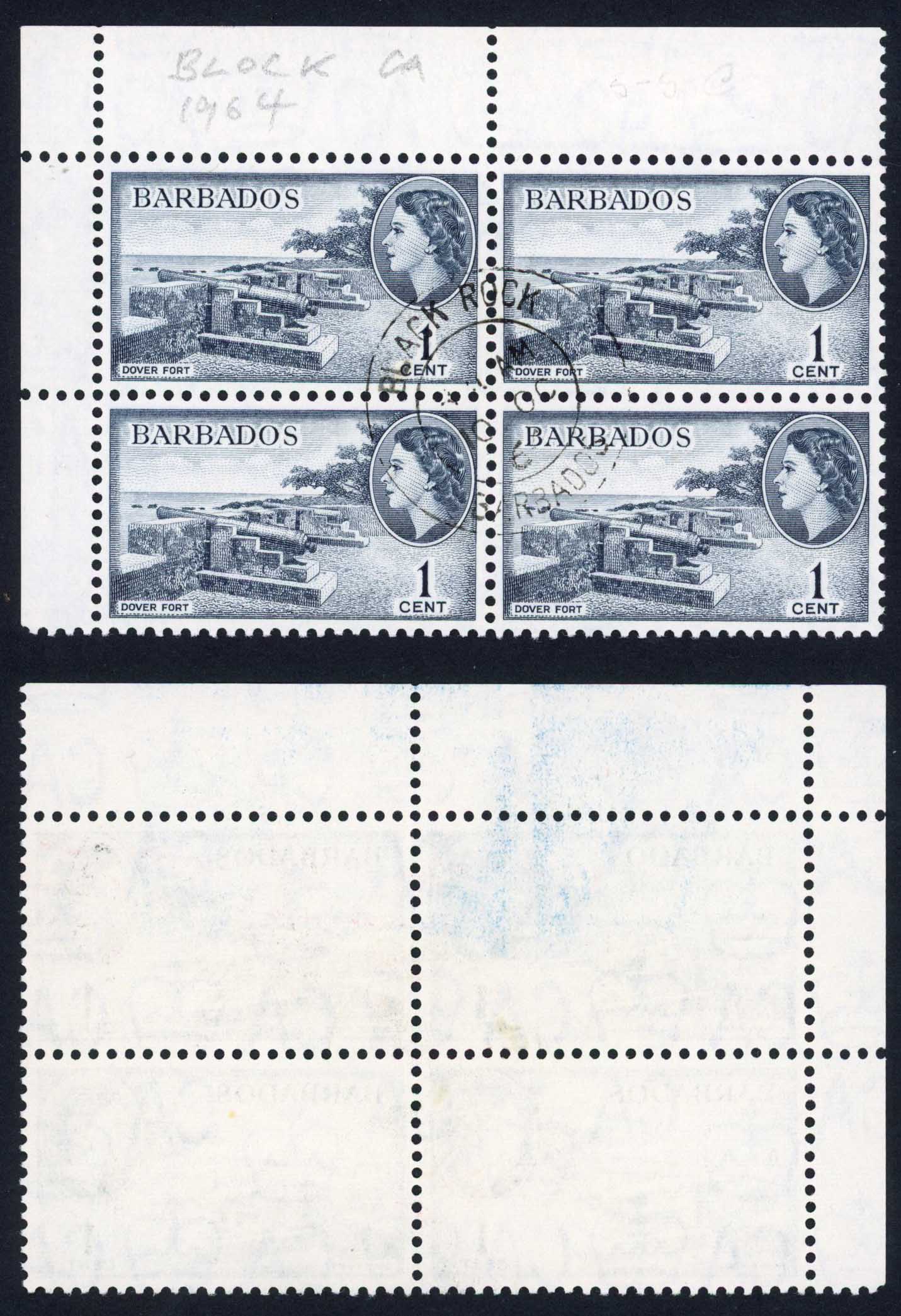 Barbados SG312 1c Wmk Block CDS Block Cat 36++ pounds