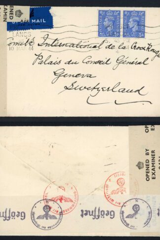 KGVI 2 1/2d Light Ultramarine Pair on a Red Cross Postal Scheme cover