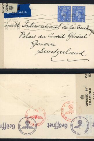 KGVI 2 1/2d Light Ultramarine Pair on a Red Cross Postal Scheme cover
