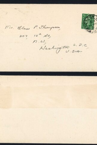 KGVI 1 1 /2d Pale Green on Printed Matter cover to US 1 1/2d rate