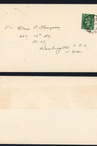 KGVI 1 1 /2d Pale Green on Printed Matter cover to US 1 1/2d rate