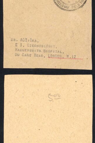 KGVI 1 1 /2d Pale red-brown Czechoslovak Field Post to London on a Piece