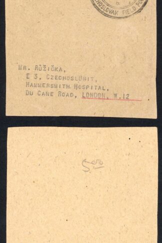 KGVI 1 1 /2d Pale red-brown Czechoslovak Field Post to London on a Piece