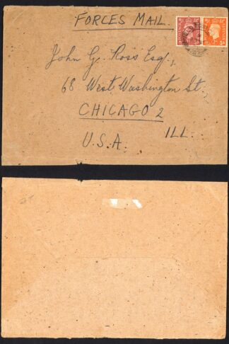KGVI 1 1 /2d Pale red-brown on cover to USA Military Concession rate