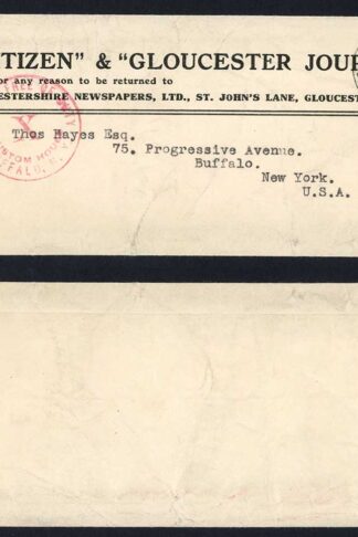 KGVI 1 1 /2d Red-brown Triple Printed Matter Rate Passed Customs Free of Charge