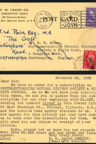 KGVI 1d Scarlet Remailed Post Card from the USA then sent Inland