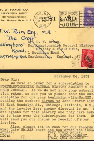 KGVI 1d Scarlet Remailed Post Card from the USA then sent Inland