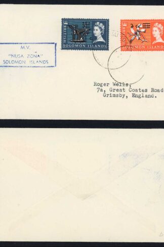 British Solomon Is Cover from Munda via I MV Nusa Zona to England