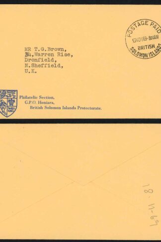 British Solomon Is 1969 Cover with Official Post Paid handstamp
