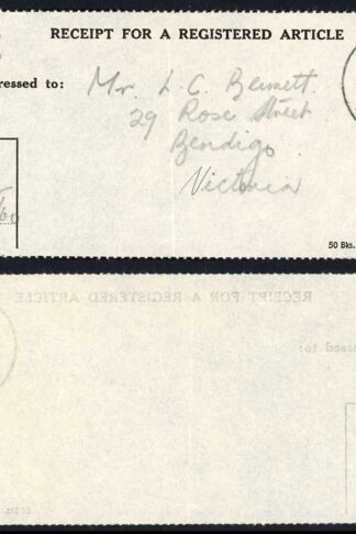 British Solomon Is 1960 Registered receipt