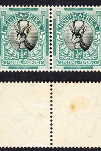 South Africa SG42cw 1/2d Wmk Inverted Dollar Variety M/M Pair (toned) Cat 65 po