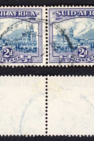 South Africa SG58 2d Blue and Violet Fine Used Pair Cat 55 pounds