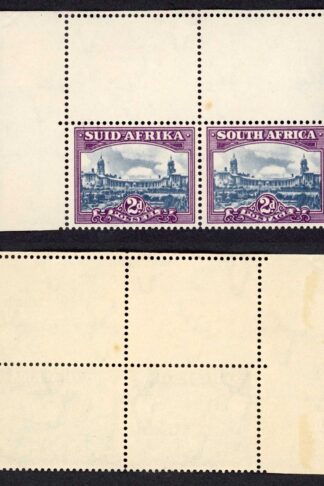 South Africa SG116 2d Slate-blue and purple U/M lines cutting top frame above S