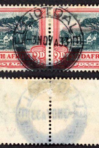 South Africa SG35 3d Perf 14 Pair (Scuff mark top right) Cat 38 pounds