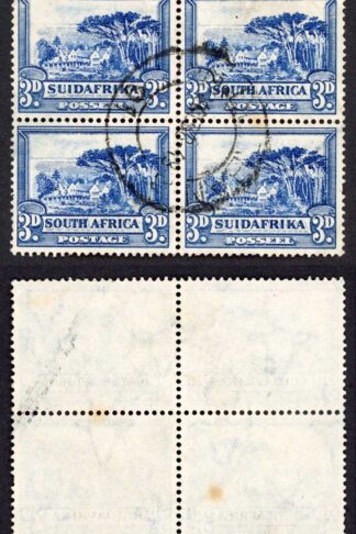 South Africa SG45c 3d Blue Wmk upright Block (couple of tone spots) Cat 15 poun