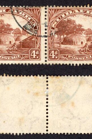 South Africa SG46 4d Brown Wmk UPRIGHT used (toned) Cat 150 pounds