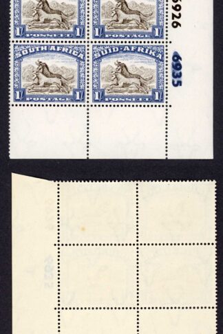South Africa SG120 1/- M/M Plate Block Cat 24+++ pounds