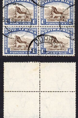 South Africa SG120 1/- Brown and Chalky Blue Block Cat 32 pounds