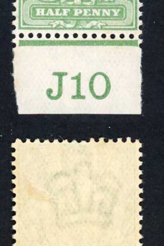 KEVII 1/2d Yellow-green Control J10 M/M