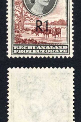 Bechuanaland SG167b 1R on 10/- U/M Cat 40 pounds