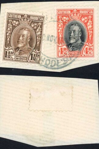 Southern Rhodesia SG17 and SG19 1 1/2d and 4d Both Perf 12 on piece