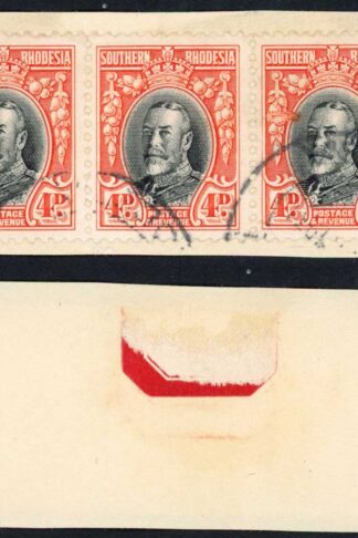 Southern Rhodesia SG19 4d Strip Perf 12 on piece