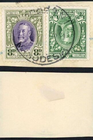 Southern Rhodesia SG15 and SG21 1/2d and 8d Perf 12 on piece