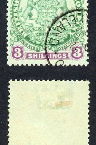 Rhodesia SG36 3/- Green and Mauve/blue CTO Cat 48 pounds