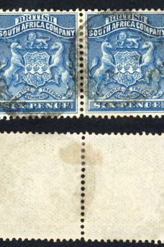 Rhodesia SG3 6d Deep Blue PAIR CTO Cat 9 pounds