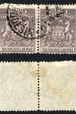 Rhodesia SG6 2/6 Grey Purple CTO PAIR Cat 110++ pounds