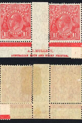 Australia SG96 1 1/2d Perf 13.5 x 12.5 Plate 2 VOID CORNER Imprint Strip