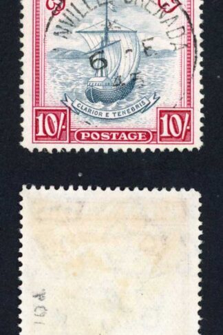 Grenada SG163d 10/- Salte-blue and carmine Perf 14 (Wide) CDS Cat 30 pounds