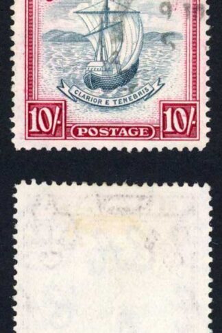 Grenada SG163d 10/- Salte-blue and carmine Perf 14 (Wide) CDS Cat 30 pounds