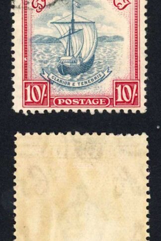Grenada SG163 10/- Steel Blue and carmine (Narrow) Perf 12 x 13 Cat 22 pounds