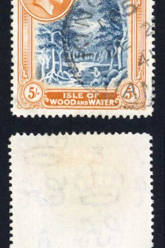 Jamaica SG132a 5/- LINE PERF 14 fine used Cat 275 pounds