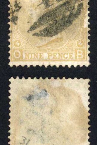 SG110 9d Straw Wmk Spray Fine used (rub at right) Cat 325 pounds