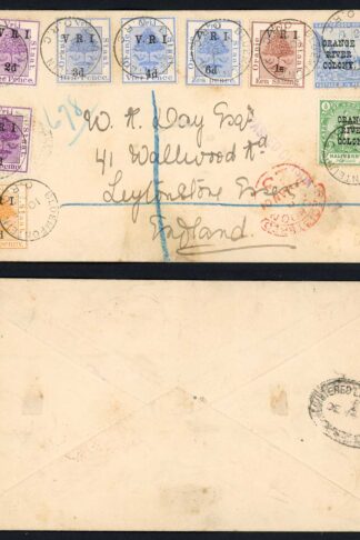 Orange Free State Values 1/- Brown 10th Dec 1900 Bloemfontein Censored