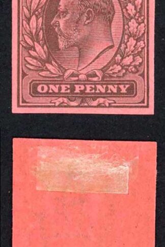 KEVII 1d Colour trial purple on red with Large crown wmk fine M/M Cat 1750 pound
