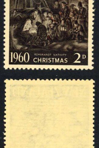 New Zealand SG805a 1960 2d Christmas Missing Red U/M Creased Cat 425 pounds