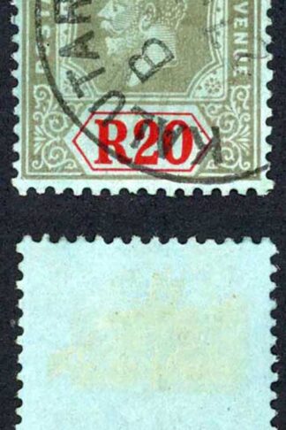 Ceylon SG357 20r Die 2 Wmk Script Fiscally used with Fake postmark