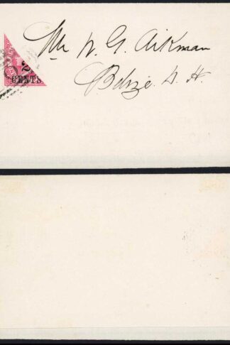 British Honduras SG37a 2c on 1d bisect on large piece