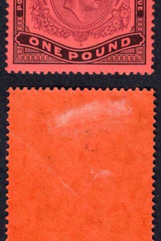Bermuda SG121a One pound purple and black on red Variety ER joined M/M Cat 1100
