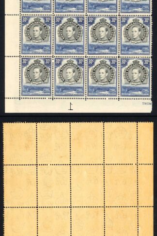 KUT SG141a 30c perf 14 corner block of sixteen U/M (toned gum) Cat 2560 pounds