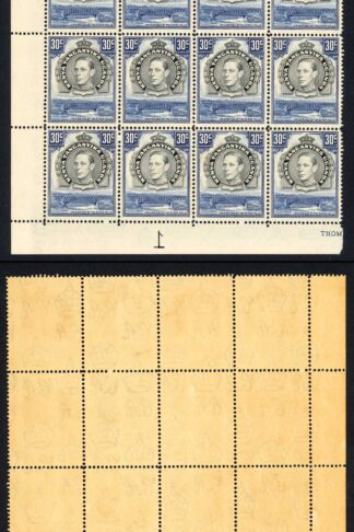 KUT SG141a 30c perf 14 corner block of sixteen U/M (toned gum) Cat 2560 pounds