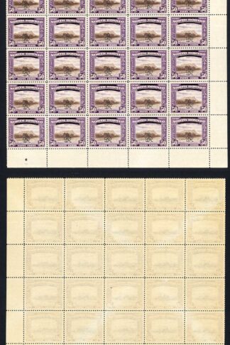 North Borneo SG346/b/c 50c Block of 25 Broken Bars x 3 U/M Cat 380 pounds