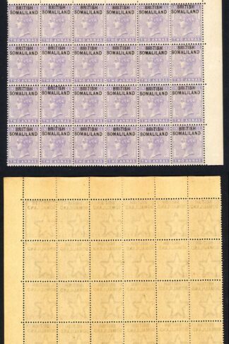 Somaliland SG3 1903 2a pale violet Block of 24 U/M (toned gum) Cat 84+++ pounds