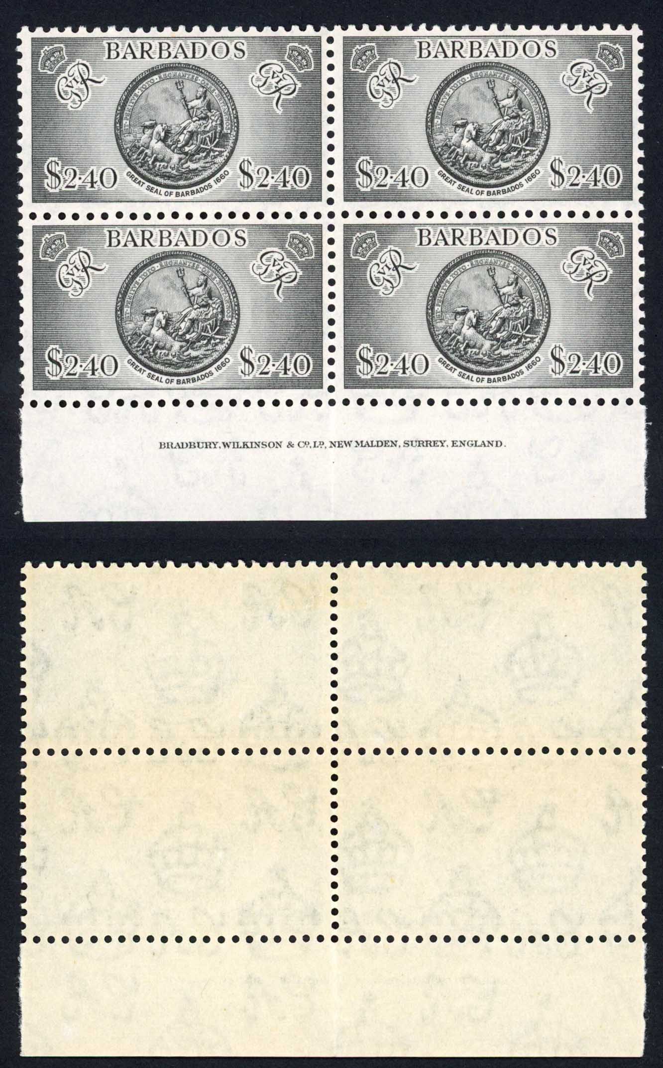 Barbados SG282 2.40 Top Value (2 x U/M) Cat 112